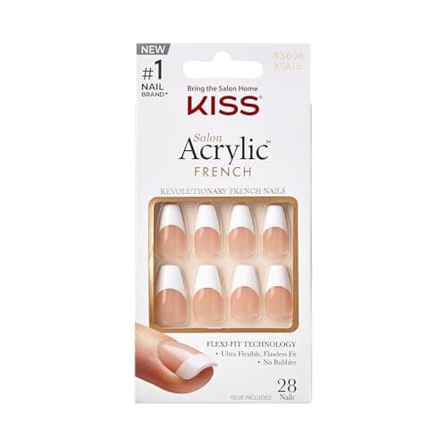 KISS Salon Acrylic 'Je T'Aime', Medium Coffin White