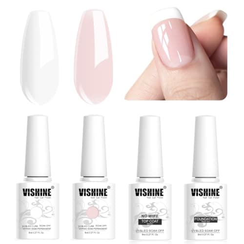 Vishine French White + Pale Pink 4-Piece Gel Set