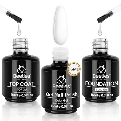 Beetles White Gel + Base + Top Set, 3×15 ml