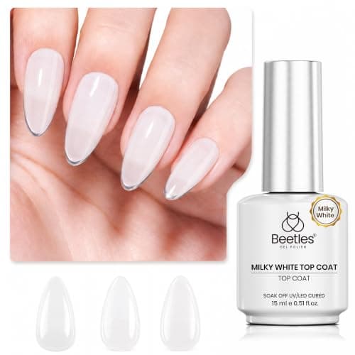 Beetles Milky White Gel Top Coat, 2-in-1