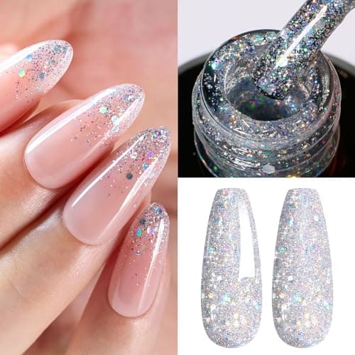 Beetles Silver Chrome Glitter Gel, 15 ml