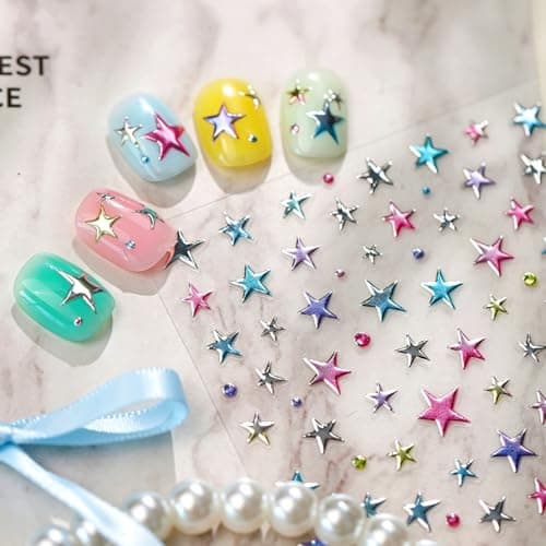Holographic Star Decals, 5D Embossed