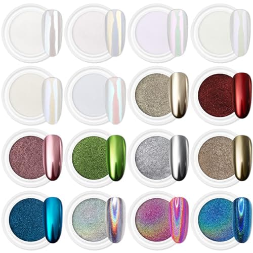 Artdone Chrome Nail Powder, 16 jars