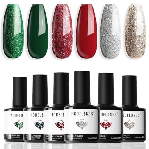 modelones Red, Green, Gold & Silver Glitter Set, 6 Colours
