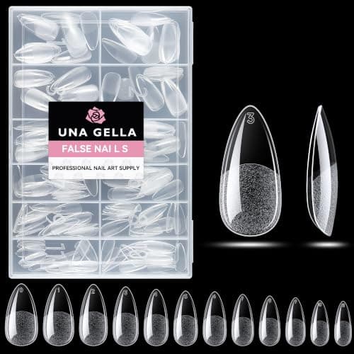 UNA GELLA Clear Almond Soft-Gel Tips, 216pc