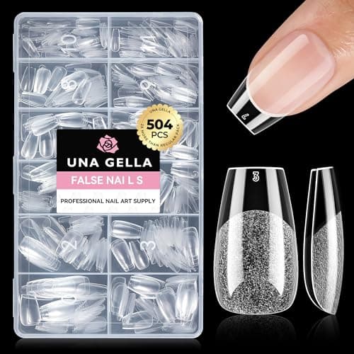 UNA GELLA Short Coffin Clear Tips, 504pc